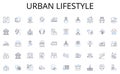 Urban lifestyle line icons collection. Imports, Exports, Tariffs, Trade agreements, International trade, Trade deficits Royalty Free Stock Photo