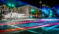 Urban Light sculpture at LACMA at night in Los Angeles california