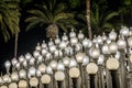 Urban Light sculpture at LACMA at night Los Angeles california