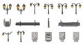 Urban Lighting and Electrical Infrastructure Vector Set Royalty Free Stock Photo