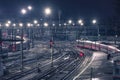 Railway track and train night view