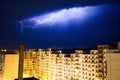 Urban lightning above city