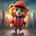 Urban Lion: A Super Cute 3d Cartoon With Hip-hop Inspired Style Royalty Free Stock Photo