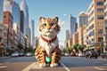 Urban Majesty: Big Cat Roams the Cityscape