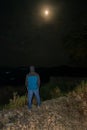 Urban Man Mesmerized by Full Moon over Uttarakhand Himalayas