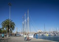 Urban marina promenade in port vell area of barcelona spain