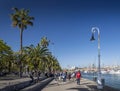 Urban marina promenade in port vell area of barcelona spain