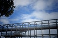 Urban metal walkway pedestrian bridge