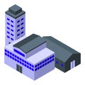 Urban metallurgy factory icon, isometric style