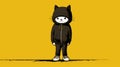 Urban Minimalism: Bold Cartoon Cat In Hoodie Stands Out