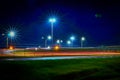 Urban mobility, Viaduct, road traffic at night with long exposure Royalty Free Stock Photo