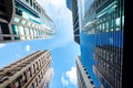 Urban modern corporate skyscraper building with blue sky in financial district Royalty Free Stock Photo