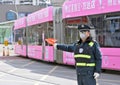 Urban modern tram resumed operation