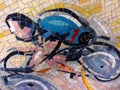 An Urban Mosaic of a Cyclist