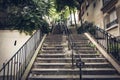 Urban nature stairs in Paris at quartier Montmartre