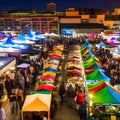 1471 Urban Night Market: A vibrant and urban background featuring a night market scene with colorful stalls, glowing lights, and