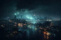 Urban night rain city. Generate Ai