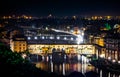 Ponte Vecchio at night. Florence city lights by night, Italy. Royalty Free Stock Photo