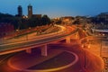 Urban night traffic lights Royalty Free Stock Photo