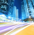 Urban night traffics view in dusk Royalty Free Stock Photo