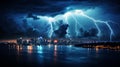 Spectacular Lightning Over the City Generative AI