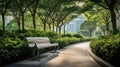 Urban Oasis: A Contemporary Stainless Steel Tree Bench in a Modern Park