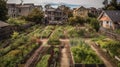 An urban oasis: a garden nestled in the heart of the city, offering fresh produce and fostering a sense of community in