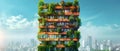 Urban Oasis: Greening the Skyline with Vertical Gardens. Concept Urban Gardening, Vertical