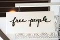 Urban Oufitters bohemian style subsidiary Free People hanging store sign in Waikiki