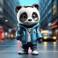 Urban Panda: A Playful 3d Cartoon Character In Stylish Attire