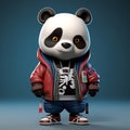 Urban Panda: A Playful 3d Cartoon Character In Stylish Attire