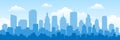 Urban panorama cityscape skyline building silhouettes horizontal vector illustration