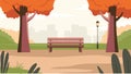 Urban Park Bench Framed by Autumn Trees Royalty Free Stock Photo
