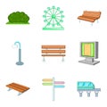 Urban park icons set, cartoon style Royalty Free Stock Photo