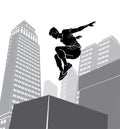 Urban Parkour Jump Male Silhouette Royalty Free Stock Photo