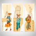 Urban people vertical banners sketch colored Royalty Free Stock Photo