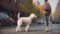 Playful pets with their friends and families. Walk with pet in city. AI-Generated