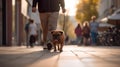 Playful pets with their friends and families. Walk with pet in city. AI-Generated