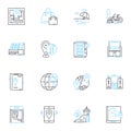 Urban plan linear icons set. Sustainability, Development, Density, Infrastructure, Zoning, Environment, Transportation