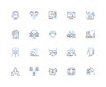 Urban planning line icons collection. Infrastructure, Zoning, Transportation, Density, Sustainability, Land use, Design