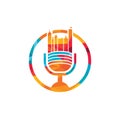 Urban podcast vector logo design template. Podcast city logo concept. Royalty Free Stock Photo