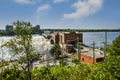 Hydro Quebec Electircal dam on the Riviere des Prairies as seen from Laval Royalty Free Stock Photo