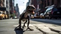 Urban Predator: Velociraptor Roaming NYC Streets - generative ai