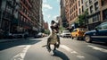 Urban Predator: Velociraptor Roaming NYC Streets - generative ai
