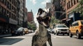 Urban Predator: Velociraptor Roaming NYC Streets - generative ai