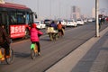 Urban public transport bicycle on the road Royalty Free Stock Photo