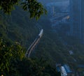 Urban rail transit running on a hillside. In Chongqing, China Royalty Free Stock Photo