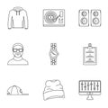 Urban rap icon set, outline style Royalty Free Stock Photo