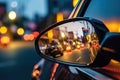 Urban Rear View Mirror Snapshot - Generative AI
