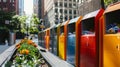 Urban Recycling Bins Lineup on City Sidewalk